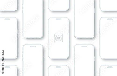 White smartphone mockup. Template  for your app presentation. Phone blank screen with space for text. UI design. Vector EPS 10 photo