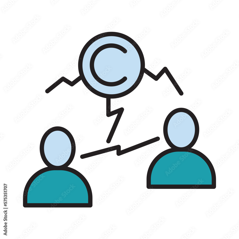 Filled Line COPYRIGHT CONFLICT design vector icon Filled Line COPYRIGHT CONFLICT design vector icon