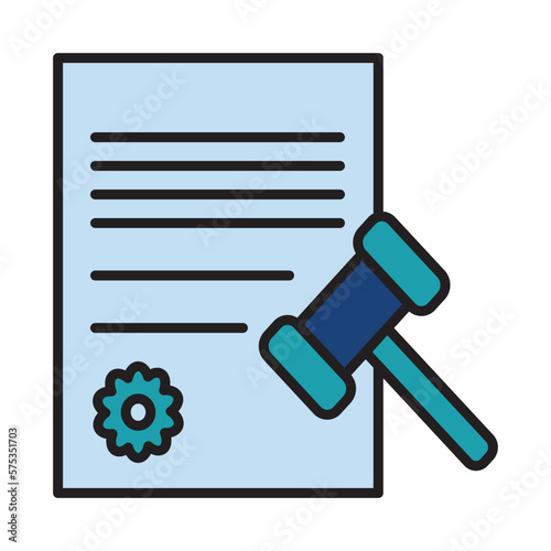 Filled Line CONTRACT LAW design vector icon