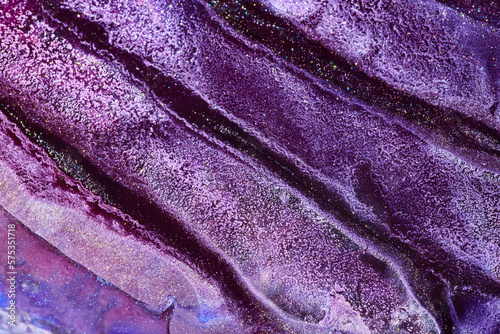 Luxury sparkling abstract background, liquid art. Violet lilac contrast paint mix, alcohol ink blots, marble texture. Modern print pattern