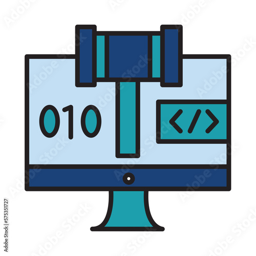 Filled Line CYBER CRIME LAW design vector icon