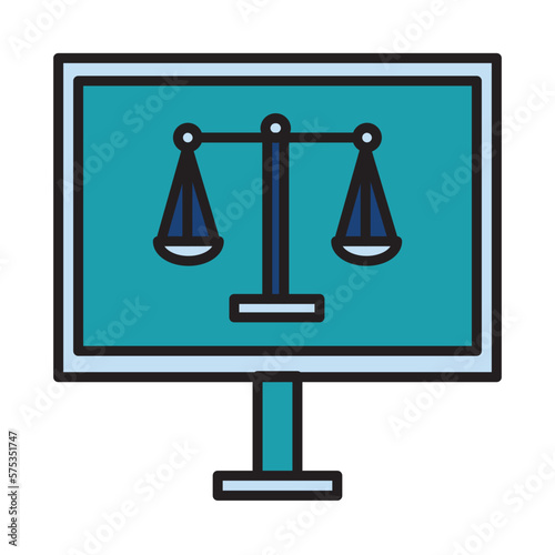 Filled Line DIGITAL LAW design vector icon