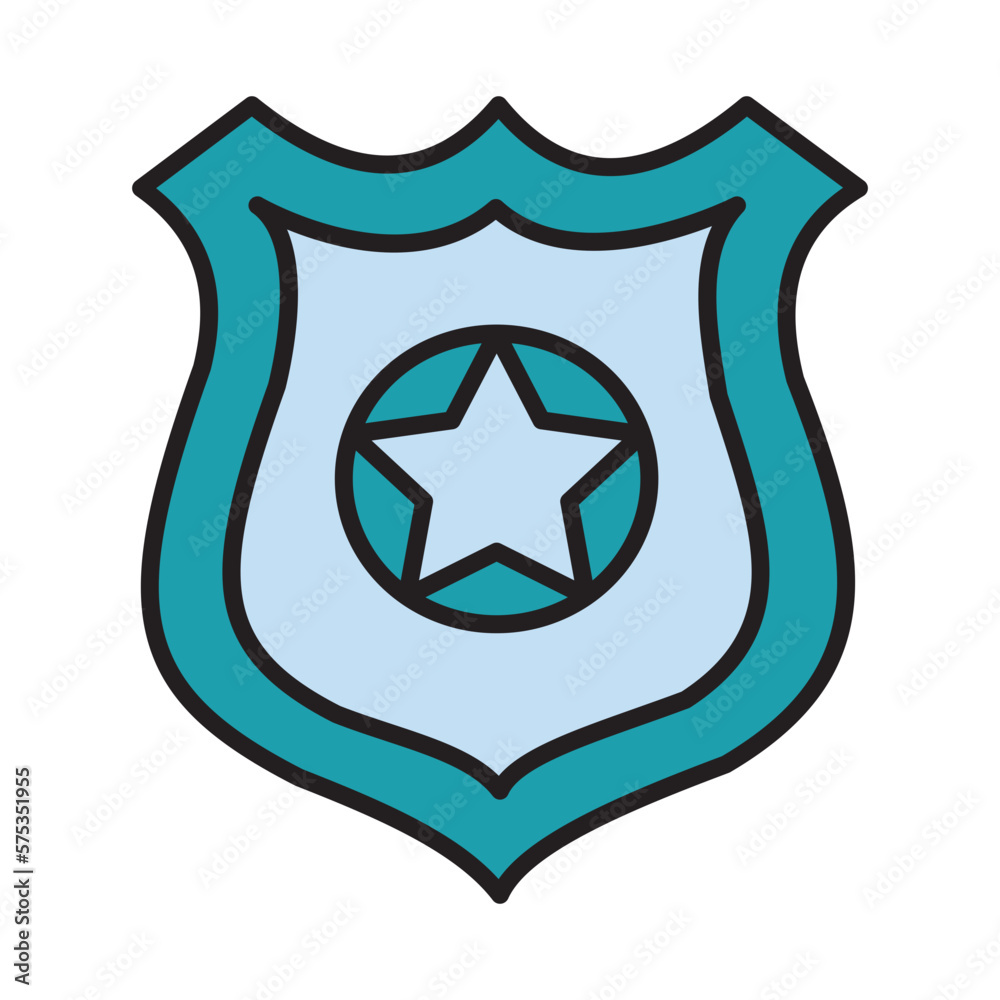 Filled Line POLICE BADGE design vector icon Filled Line POLICE BADGE design vector icon