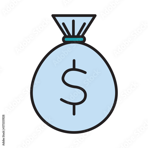 Filled Line MONEY BAG design vector icon