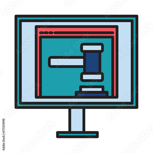 Filled Line ONLINE COURT design vector icon