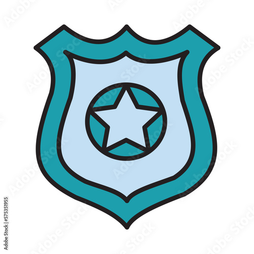 Filled Line POLICE BADGE design vector icon