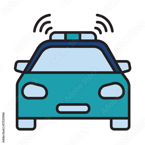 Filled Line POLICE CAR design vector icon