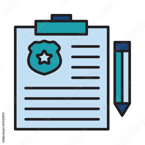 Filled Line POLICE REPORT design vector icon