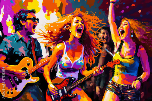 happy dance band party painting so much funai generated, Generative AI