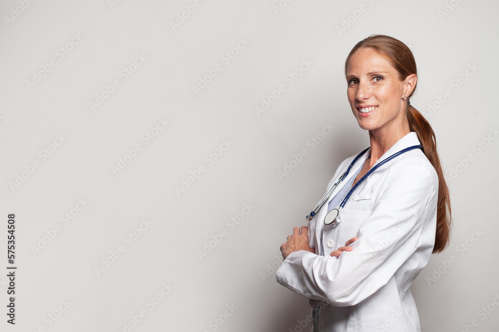 Portrait of confident doctor with stethoscope on white background Portrait of confident doctor with stethoscope on white background