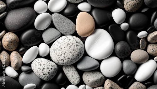 Top view of stones in various sizes and shape. Generative ai illustration
