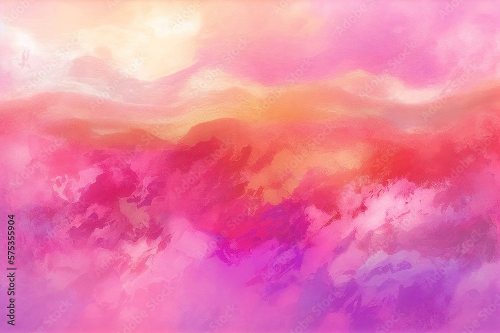 Pink, purple, orange, red, yellow Watercolor Background, Artistic Abstract Backdrop, Generative AI