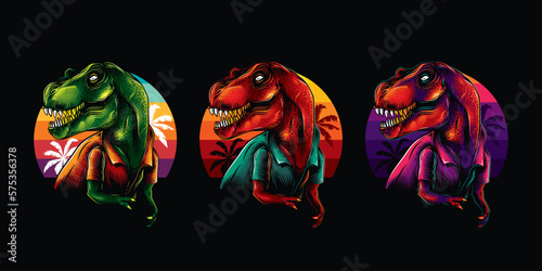 Original vector illustration of a tyrannosaurus rex in a vintage style. T-Rex. T-shirt design, design element.