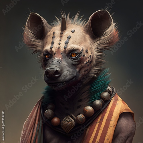 Hyena animal mascot, cool and funny looking animal illustration