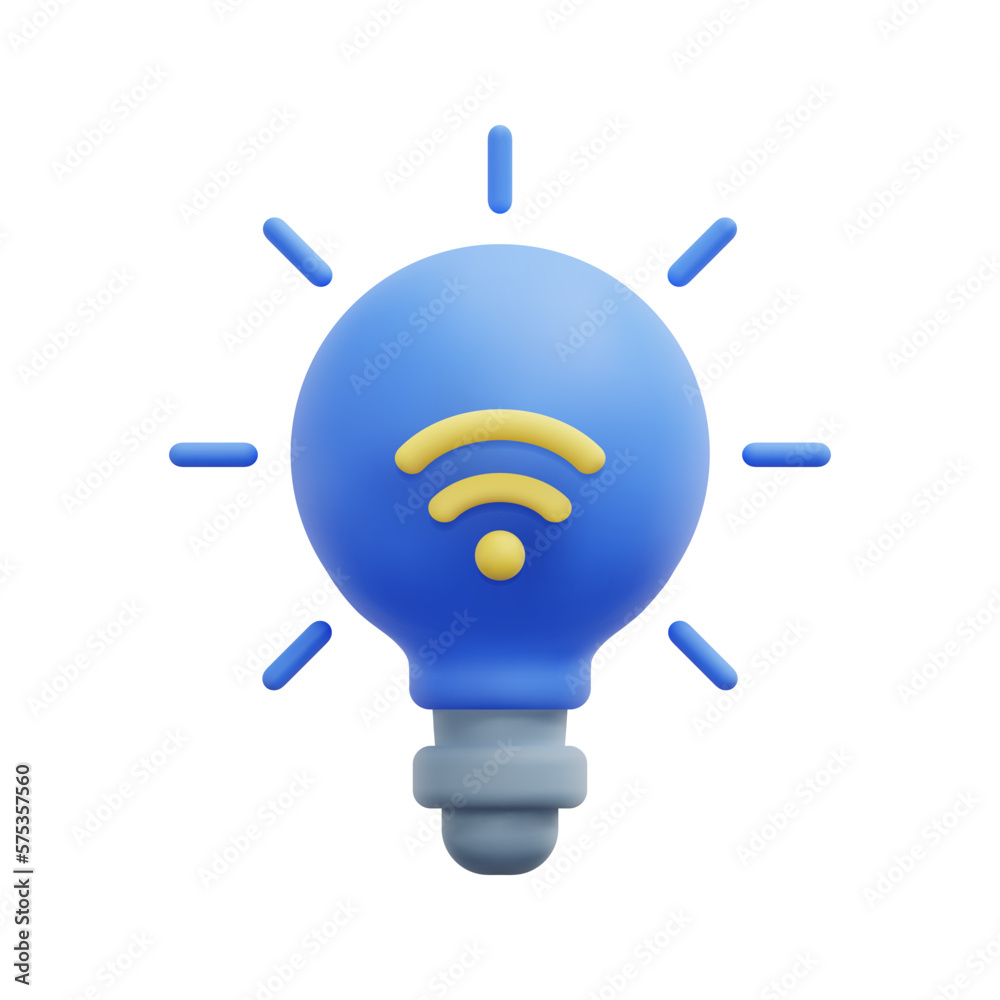 3d smart light icon vector. Wireless communication technology. 3d smart home, creative idea and innovation concept. Isolated on white background. 3d smart bulb icon vector render illustration. 3d smart light icon vector. Wireless communication technology. 3d smart home, creative idea and innovation concept. Isolated on white background. 3d smart bulb icon vector render illustration.