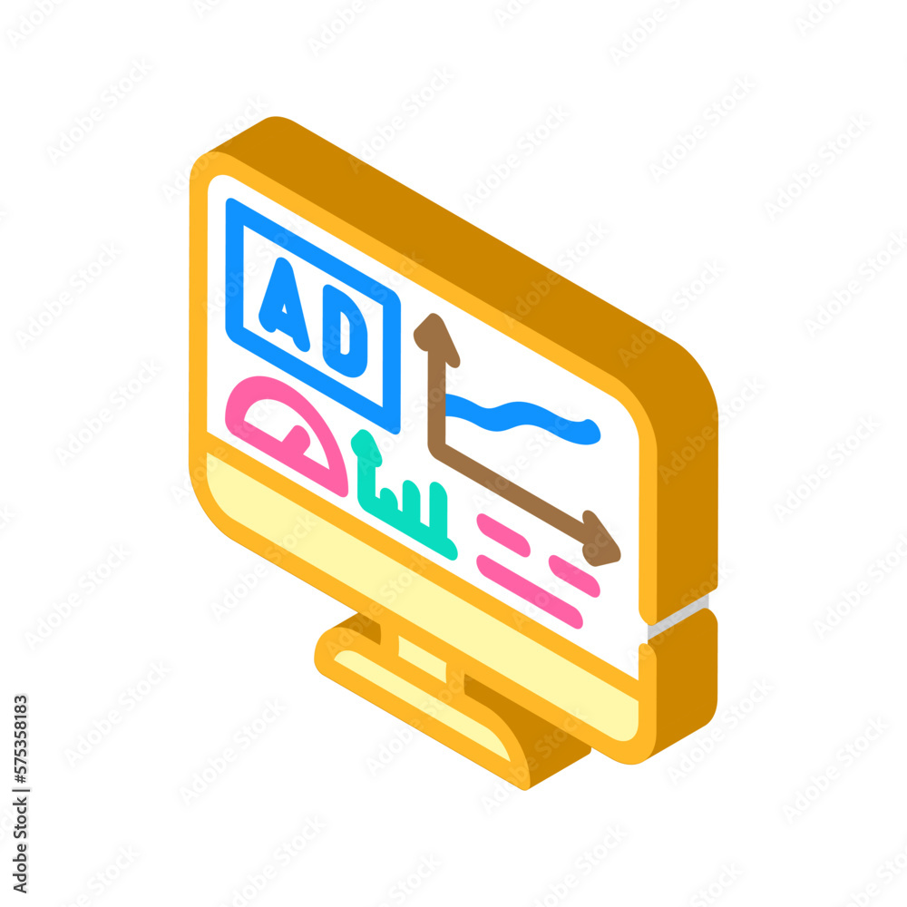 research advertising isometric icon vector illustration