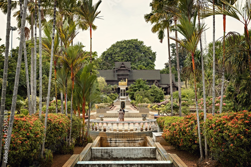 Melaka Sultanate Palace Museum garden in Melaka Malaysia