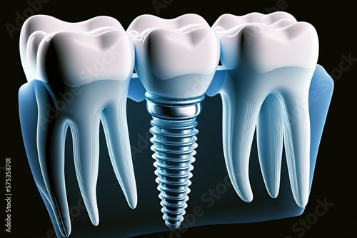 Illustration of a dental implant;. Generative AI photo