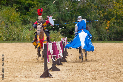 Two knight jousting during a tournament
