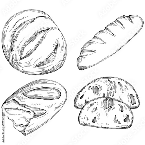 Bread vector hand drawn illustration in vintage and retro graphic style. The best for design logo, menu, label, icon, stamp.