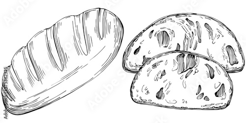 Bread vector hand drawn illustration in vintage and retro graphic style. The best for design logo, menu, label, icon, stamp.