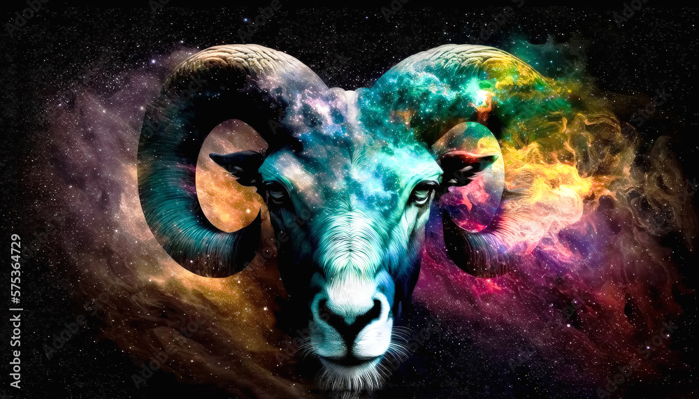 Generative AI illustration of a Creative Aries zodiac signs with ...