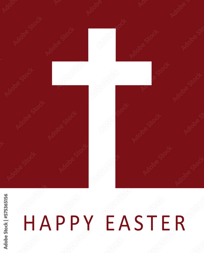 Fototapeta premium White cross on a red background. Easter concept.