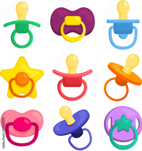 pacifier set cartoon vector illustration