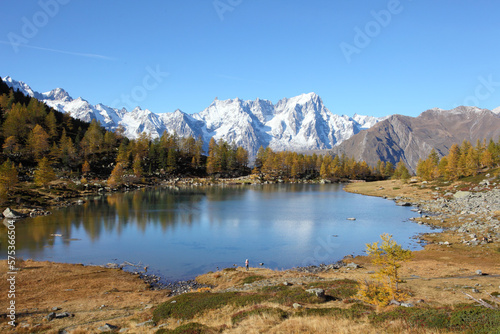 Slika na platnu lake Arpy and Mont Blanc mountain range, viewed from Italy