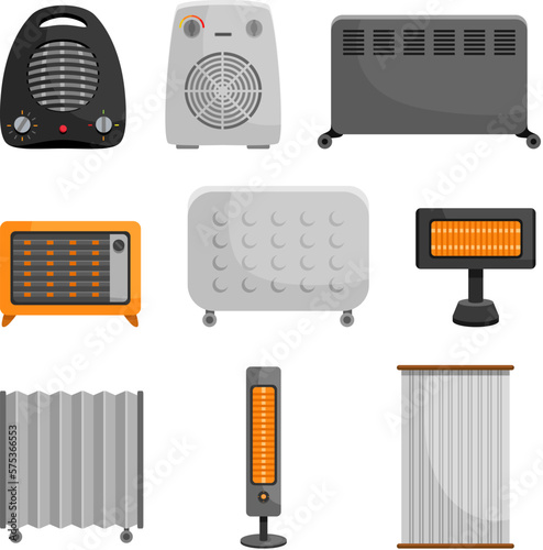 heater set cartoon vector illustration