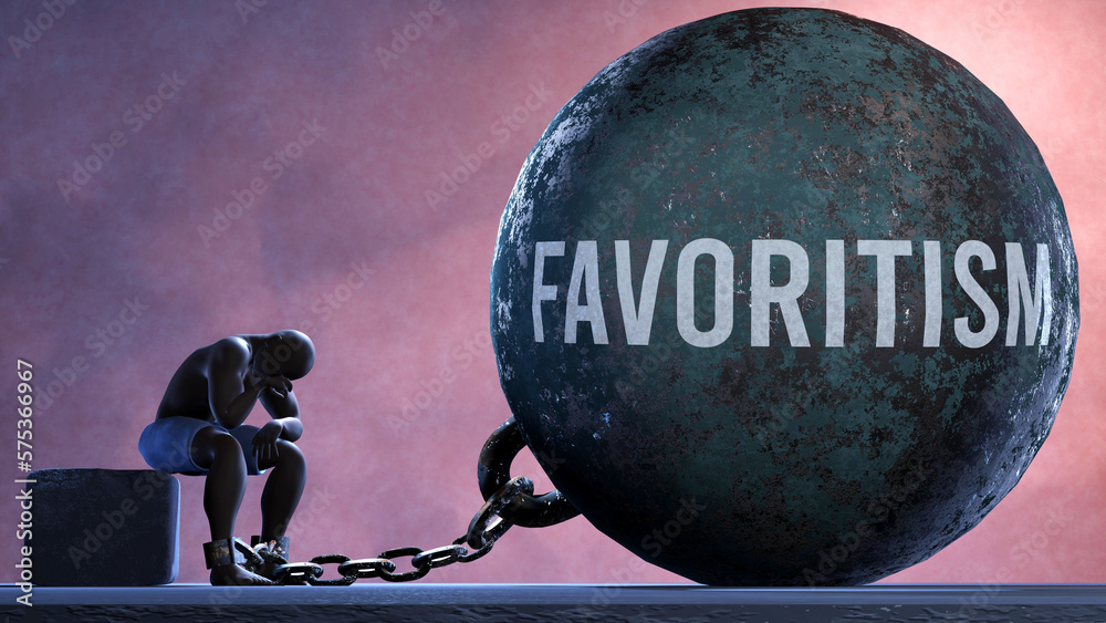 Favoritism a gigantic and unmovable weight chained to a vulnerable