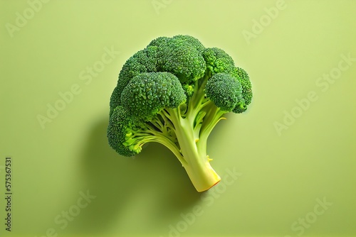 Fresh green broccoli vegetable close-up on green background, vegan healthy diet food for health, healthy lifestyle. Generative AI