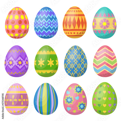 Colorful easter holiday eggs set. Vector illustration