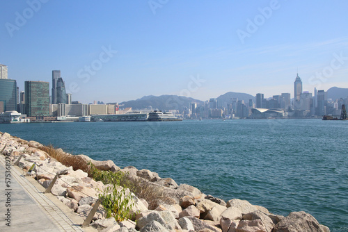 Landscape of Victoria Harbour viewed from Kowloon, Hong Kong