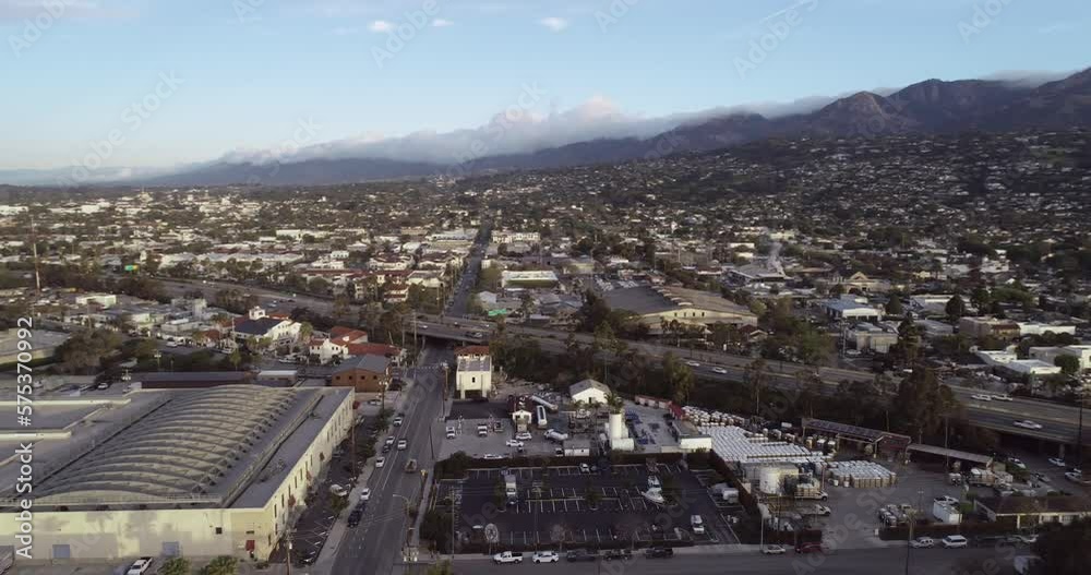 Santa Barbara Cityscape in California. USA. Morning, Sunset Time. Drone Santa Barbara Cityscape in California. USA. Morning, Sunset Time. Drone