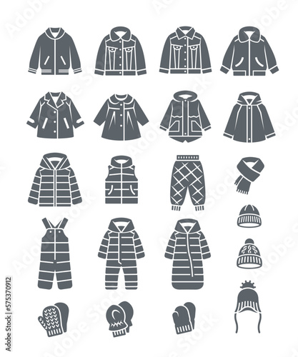 Fotografering Baby warm winter autumn clothes solid silhouette icons