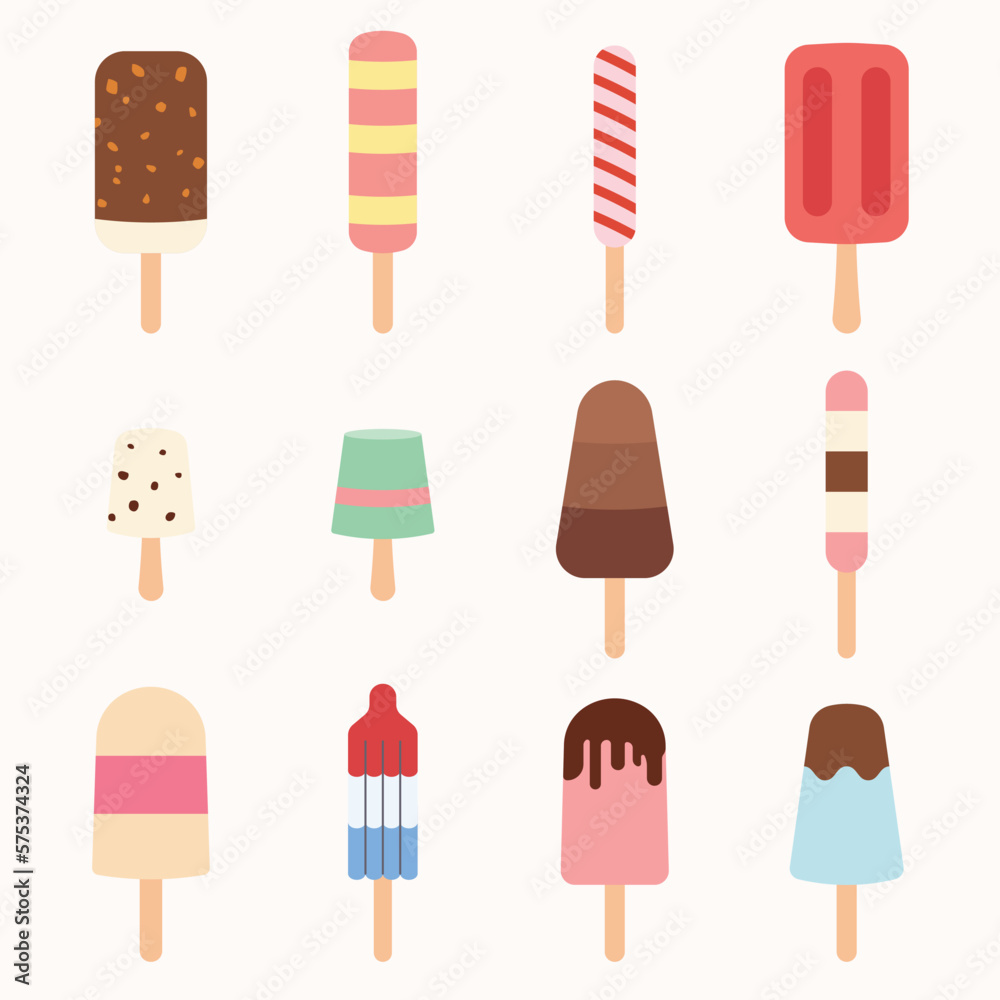 Collection of vector ice cream illustrations isolated Collection of vector ice cream illustrations isolated