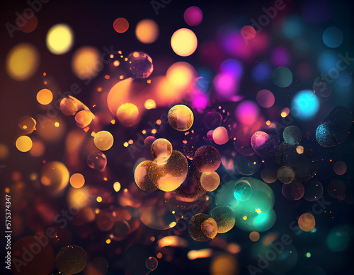Colorful glitter bokeh shiny sparks at night background