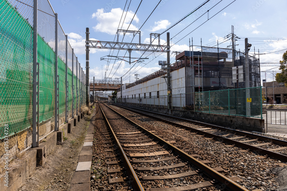 吹田市和泉町の阪急千里線の線路（2023年2月25日撮影）