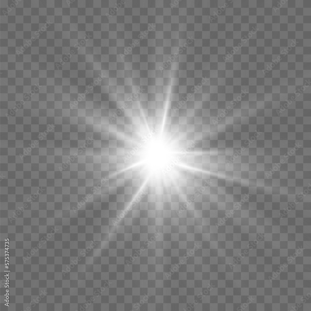 White beautiful light explodes with a transparent explosion. Vector, bright illustration for perfect effect with sparkles. Bright Star. Transparent shine of the gloss gradient, bright flash White beautiful light explodes with a transparent explosion. Vector, bright illustration for perfect effect with sparkles. Bright Star. Transparent shine of the gloss gradient, bright flash
