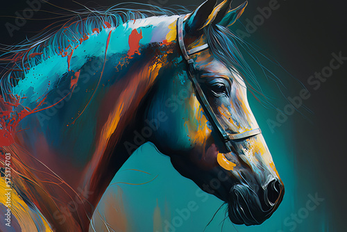 Koń malowany abstrakcyjny obraz #575374703