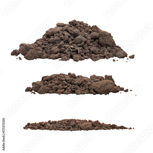 Three real clay mounds of different shapes