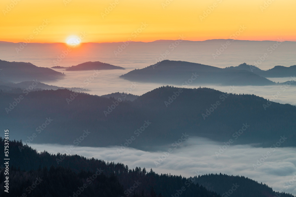 Sonnenuntergang über dem Nordschwarzwald