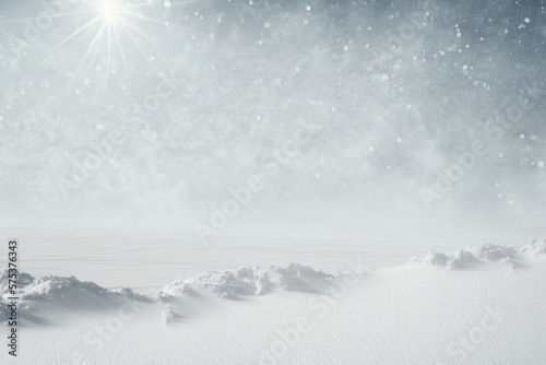 Winter background of snow and frost with free space Generative AI