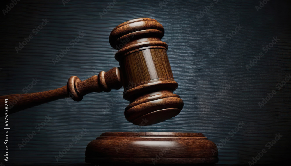 Judge gavel on dark background. Based on Generative AI Judge gavel on dark background. Based on Generative AI