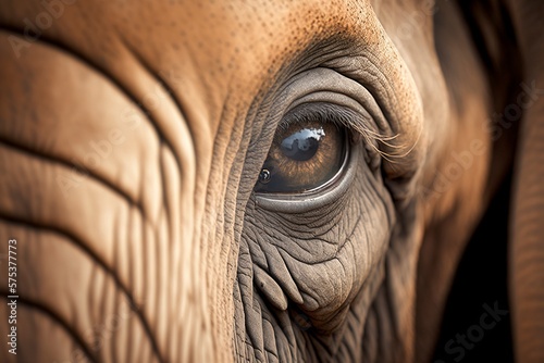 Close-up of elephant's eyes. AI technology generated image © onlyyouqj