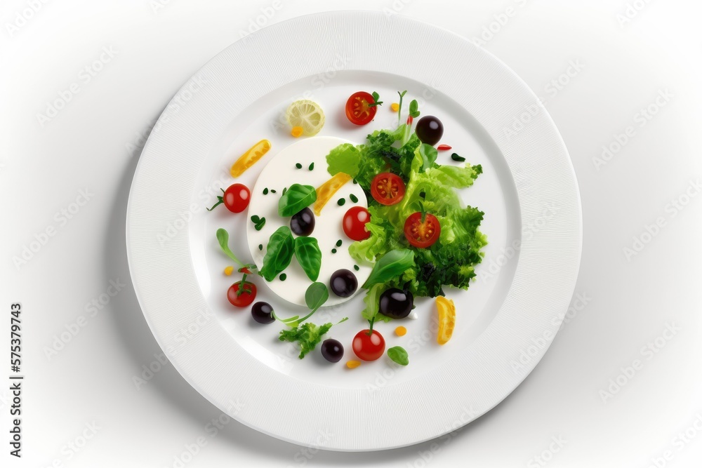 new salad on a white plate. Generative AI