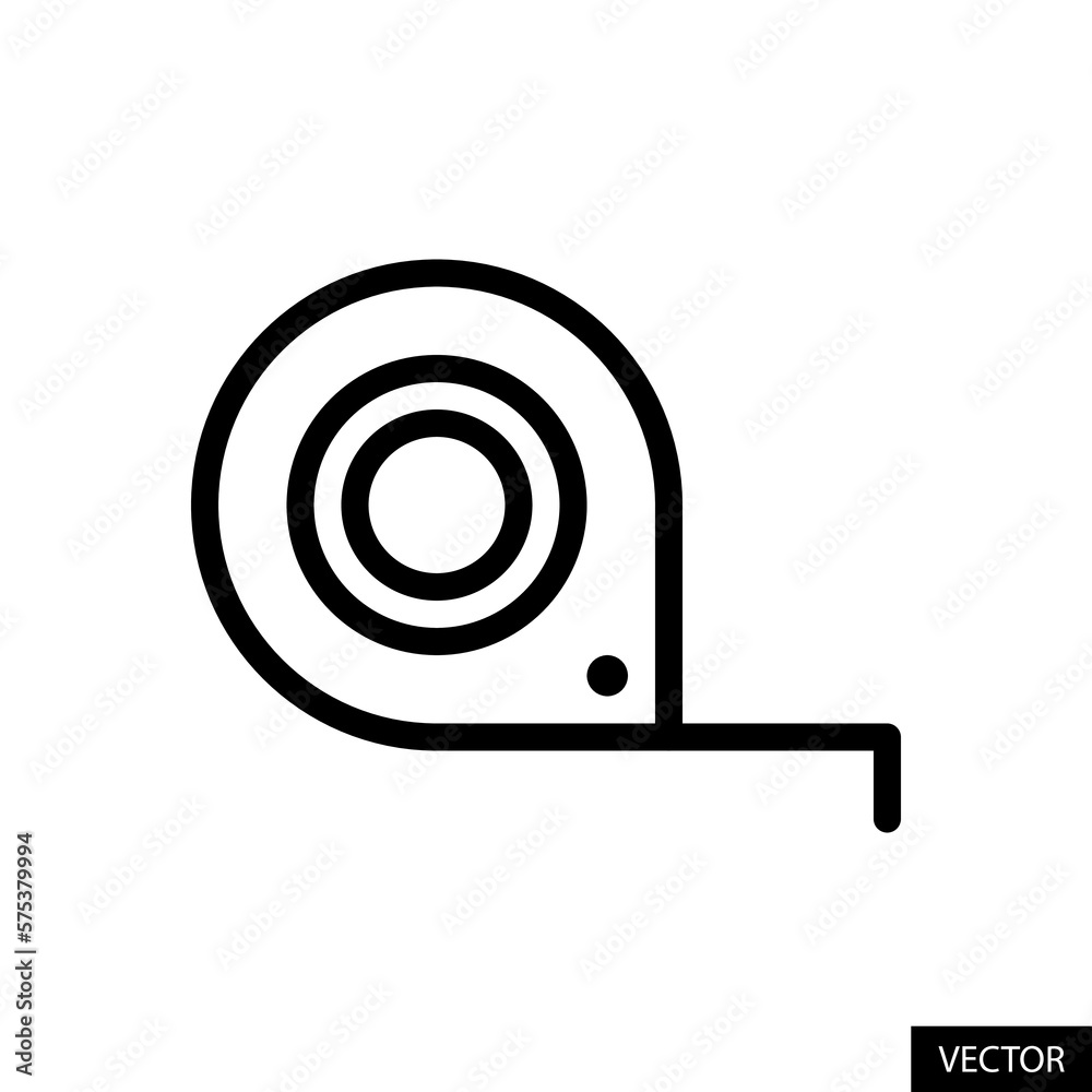 Measuring tape, measure, measurement equipment vector icon in line style design for website, app, ui, isolated on white background. Editable stroke. Vector illustration. Measuring tape, measure, measurement equipment vector icon in line style design for website, app, ui, isolated on white background. Editable stroke. Vector illustration.