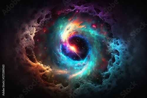 Colored Galaxy, Futuristic cosmos design, stars in space. Generative AI Technology © Luisa