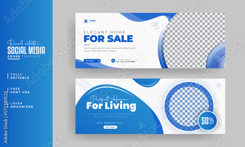 Set of real estate Facebook cover Banner template design, elegant modern abstract home for sale corporate business Facebook cover, banner, social media post, timeline cover, web banner, design